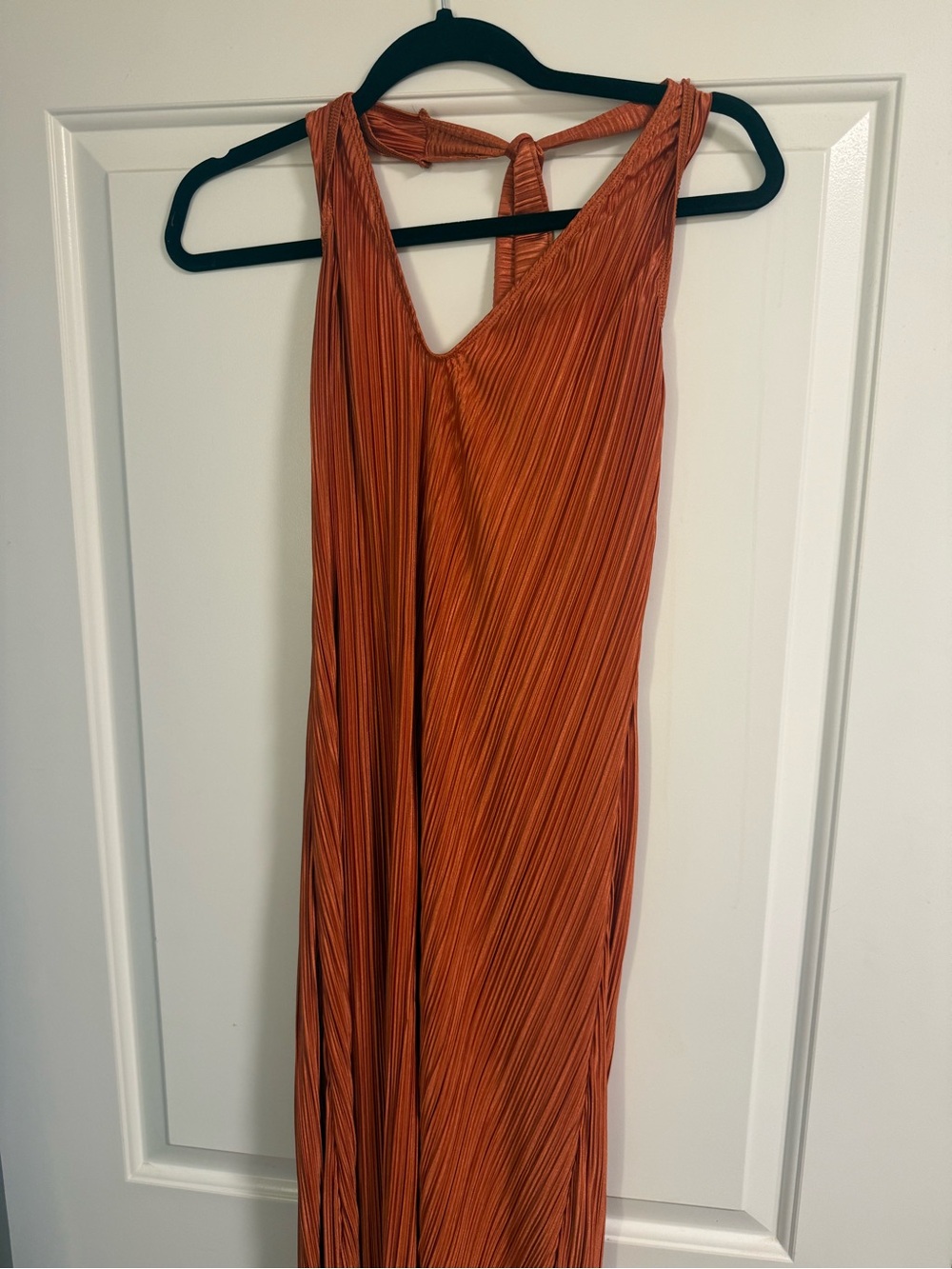 ASOS Rust Orange Pleated Maxi Dress | Size 10